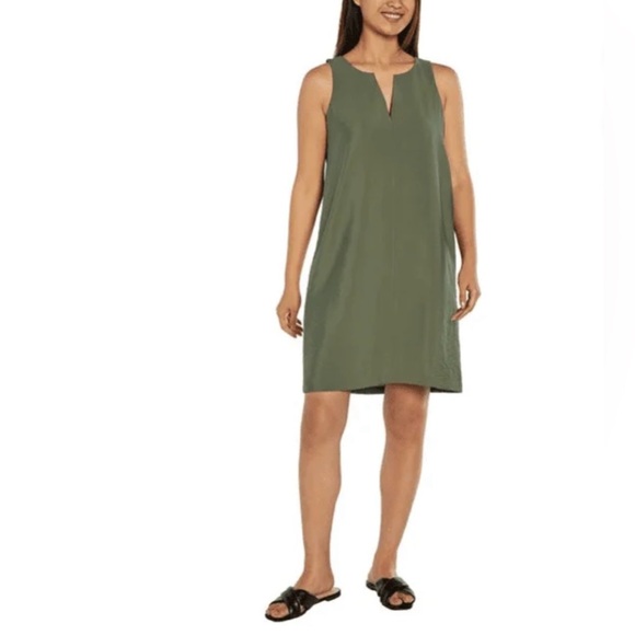 Banana Republic Womens V Neck Sleeveless Dress Olive Green Medium - Picture 1 of 6